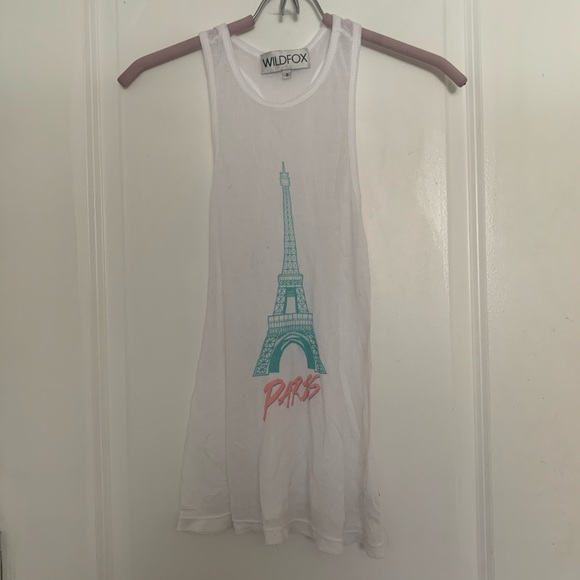 Wildfox White Ribbed Paris Eiffel Tower Tank - Picture 2 of 3